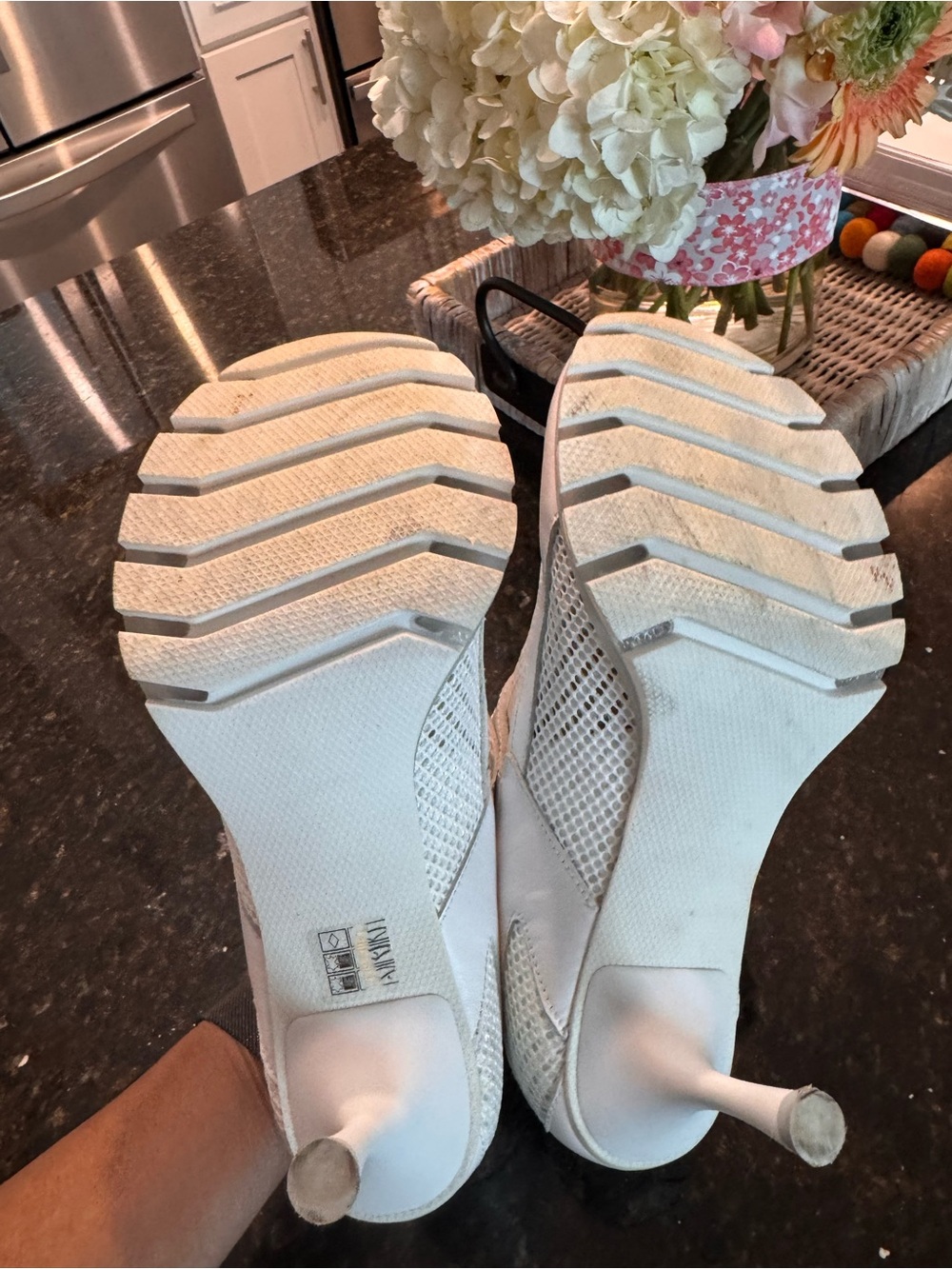 Women's White Mesh & Leather Velcro Sneakers - Picture 5 of 6